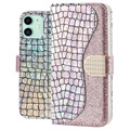 Etui z Portfelem Croco Bling do iPhone 11 - Srebrny