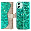 Etui z Portfelem Croco Bling do iPhone 13 Mini - Zieleń