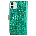 Etui z Portfelem Croco Bling do iPhone 13 Mini - Zieleń