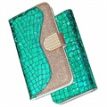 Etui z Portfelem Croco Bling do iPhone 13 Mini - Zieleń