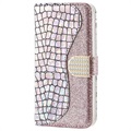 Etui z Portfelem Croco Bling do iPhone 13 Mini - Różowe Złoto