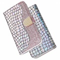 Etui z Portfelem Croco Bling do iPhone 13 Mini - Różowe Złoto