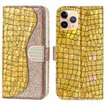Etui z Portfelem Croco Bling do iPhone 13 Pro - Złoto
