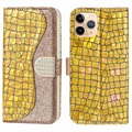 Etui z Portfelem Croco Bling do iPhone 13 Pro - Złoto