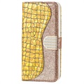 Etui z Portfelem Croco Bling do iPhone 13 Pro - Złoto