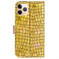 Etui z Portfelem Croco Bling do iPhone 13 Pro - Złoto