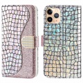 Etui z Portfelem Croco Bling do iPhone 13 Pro - Różowe Złoto