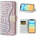 Etui z Portfelem Croco Bling do iPhone 12/12 Pro - Różowe Złoto