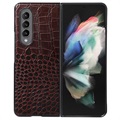 Samsung Galaxy Z Fold4 5G Hybrydowe Etui z Serii Krokodyl - Brąz