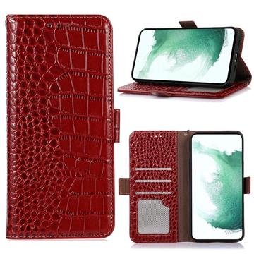 Motorola Moto G32 Skórzane Etui z Portfelem Crocodile z RFID - Czarne