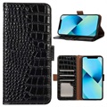 Nothing Phone (1) Skórzane Etui z Portfelem Crocodile z RFID - Czarne
