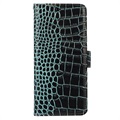 Samsung Galaxy S21 FE 5G Skórzane Etui z Portfelem Crocodile z RFID - Zieleń