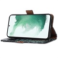 Samsung Galaxy S21 FE 5G Skórzane Etui z Portfelem Crocodile z RFID - Zieleń