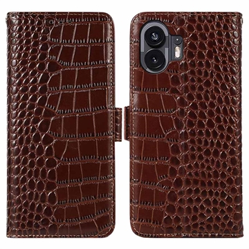 Nothing Phone (2) Skórzane Etui z Portfelem Crocodile z RFID