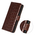 Samsung Galaxy A33 5G Skórzane Etui z Portfelem Crocodile z RFID - Brąz