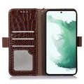 Samsung Galaxy A33 5G Skórzane Etui z Portfelem Crocodile z RFID - Brąz