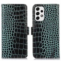 Samsung Galaxy A33 5G Skórzane Etui z Portfelem Crocodile z RFID - Zieleń