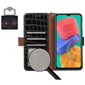 Samsung Galaxy M33 Skórzane Etui z Portfelem Crocodile z RFID - Czarne