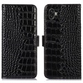 Samsung Galaxy Xcover6 Pro Skórzane Etui z Portfelem Crocodile z RFID - Czarne