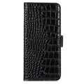 Samsung Galaxy Xcover6 Pro Skórzane Etui z Portfelem Crocodile z RFID - Czarne