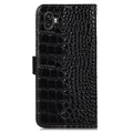 Samsung Galaxy Xcover6 Pro Skórzane Etui z Portfelem Crocodile z RFID - Czarne
