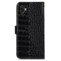 Samsung Galaxy Xcover6 Pro Skórzane Etui z Portfelem Crocodile z RFID - Czarne