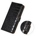 Samsung Galaxy Xcover6 Pro Skórzane Etui z Portfelem Crocodile z RFID - Czarne