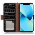 Samsung Galaxy Xcover6 Pro Skórzane Etui z Portfelem Crocodile z RFID - Czarne