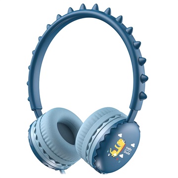 Słodki Dinozaur Dziecięce Stereofoniczne Słuchawki Y18 - 3.5mm - Niebieskie