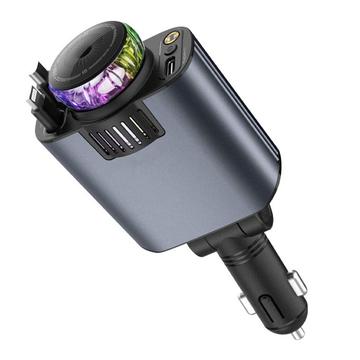 Ładowarka samochodowa D1 5 w 1 45W z projektorem Star-Light, dyfuzorem do aromaterapii i zwijanymi kablami USB-C / Lightning
