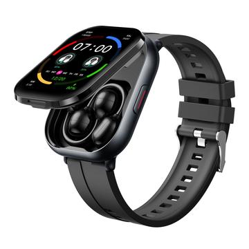 Smartwatch D12 2 w 1 z przypinanymi bezprzewodowymi słuchawkami - silikonowy pasek