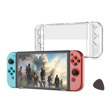 DOBE TNS-1133B 3 w 1 Odłączany przezroczysty futerał ochronny PC odporny na upadki dla Nintendo Switch OLED Lewy / prawy uchwyt Host