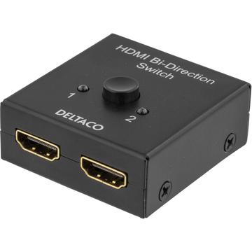 Dwukierunkowy 2-portowy przełącznik HDMI Deltaco - czarny