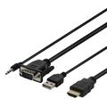 Kabel przejściowy Deltaco VGA na HDMI z audio - 1 m - czarny