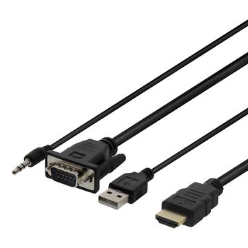 Kabel przejściowy Deltaco VGA na HDMI z audio - 1 m