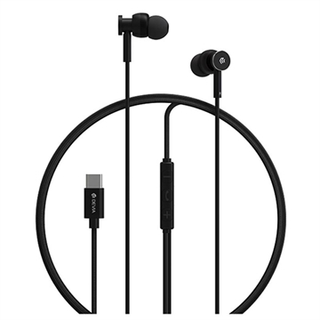 Metalowe przewodowe słuchawki douszne USB-C Devia M1 - czarne