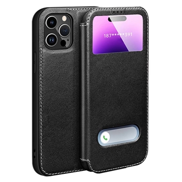 iPhone 16 Pro Max Etui skórzane z podwójnym widokiem i klapką