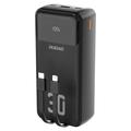 Power Bank Dudao K15MAX 30000mAh - szybkie ładowanie PD i QC o mocy 22.5W, wbudowane kable USB-C i Lightning - czarny