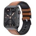 Smartwatch z Monitorowaniem Zdrowia E500 - Elegancki Pasek - Brązowy