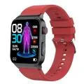 Smartwatch z Monitorowaniem Zdrowia E500 - Silikonowy Pasek - Czerwony