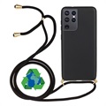 Samsung Galaxy S21 Ultra 5G Etui Linia Eko Saii z Paskiem - Czerń