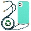 Saii Linia Eko Biodegradowalny Etui z Paskiem do iPhone 11 - Niebieskozielony