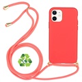 Saii Linia Eko Biodegradowalny Etui z Paskiem do iPhone 12 Mini - Czerwień