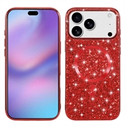 iPhone 17 Pro Etui z galwanizowanego brokatu - kompatybilny z MagSafe - czerwony