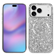 iPhone 17 Pro Etui z galwanizowanego brokatu - kompatybilny z MagSafe - srebrny