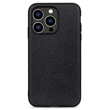 Eleganckie Skórzane Etui - iPhone 14 Pro - Czerń