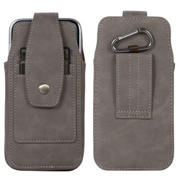 Eleganckie uniwersalne etui z klipsem do paska 6.7" - kieszenie na karty, karabińczyk - szary