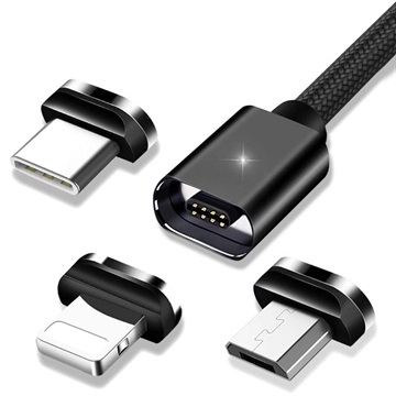 Magnetyczny Kabel Essager 3-w-1 - USB-C, Lightning, MicroUSB - 1m - Czarny