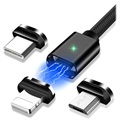 Magnetyczny Kabel Essager 3-w-1 - USB-C, Lightning, MicroUSB - 1m - Czarny