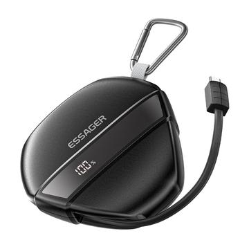 Szybko ładujący się power bank Essager z 70-centymetrowym zwijanym kablem i karabińczykiem - 10000mAh